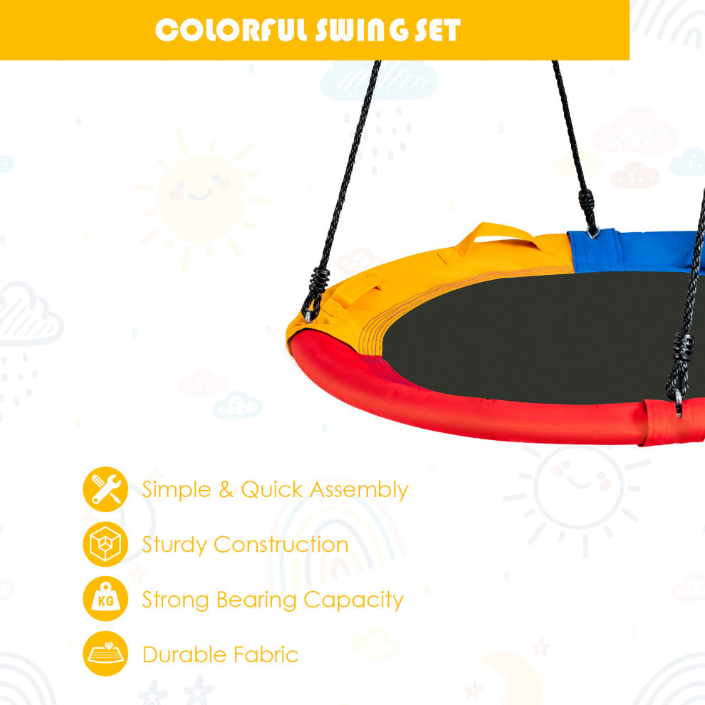 Costway 40'' Saucer Tree Swing Outdoor Round Platform Swing w/ Pillow & Handle