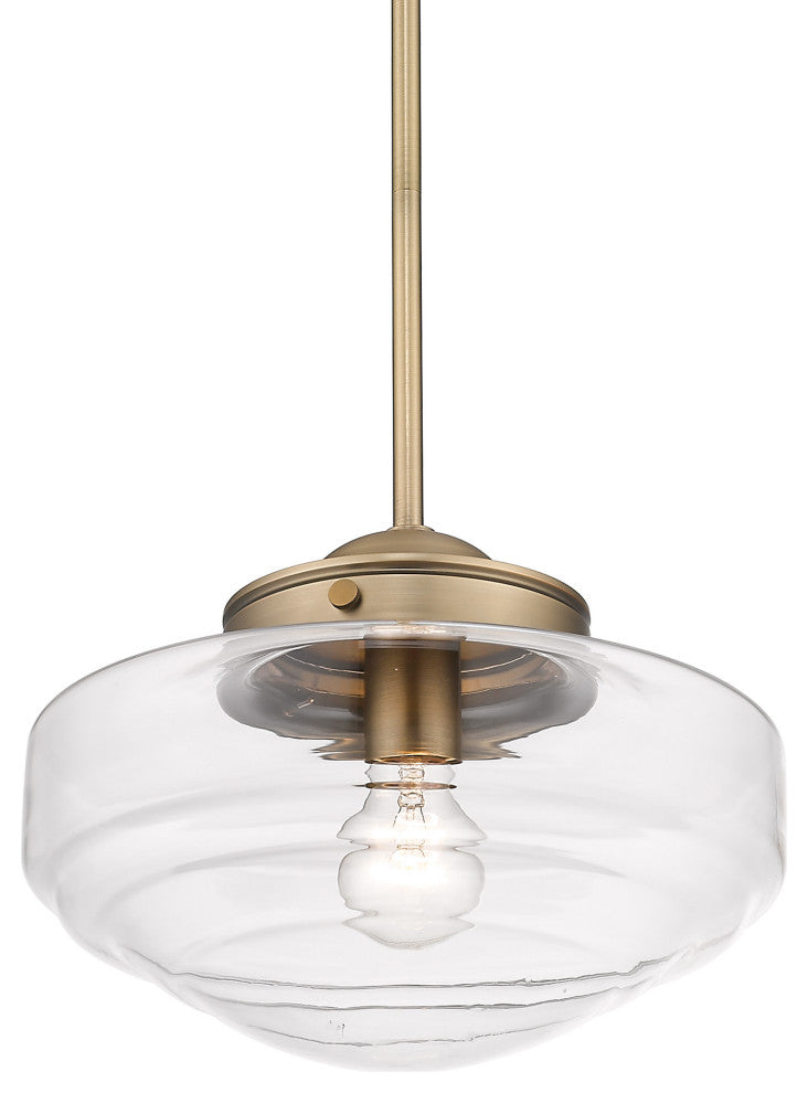 Golden Lighting 0508-M Ingalls 12"W Pendant - Modern Brass / Clear Glass