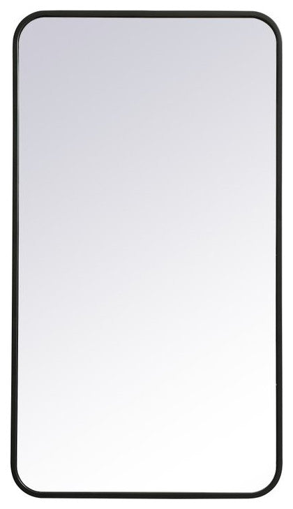 Ellis Soft Corner Metal Rectangular Mirror, Black, 20"x36"