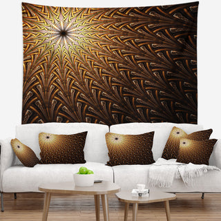 Dark Orange Fractal Flower Pattern Abstract Wall Tapestry, 60"x50"