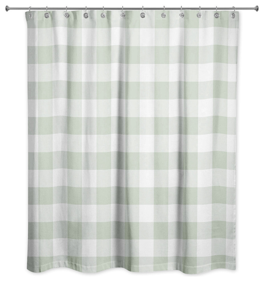 Light Sage Buffalo Check 71x74 Shower Curtain