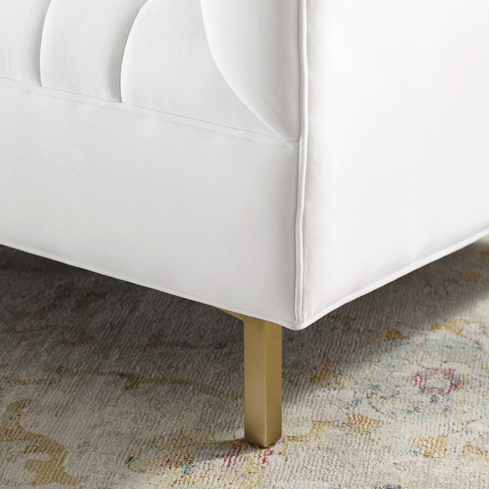 Tufted Armchair Accent Chair, Velvet, White, Modern, Living Lounge Hospitality