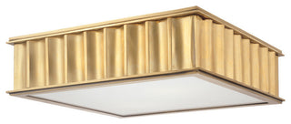 Middlebury, 16-inch Square Flush Mount, Aged Brass Finish, Glass Shade