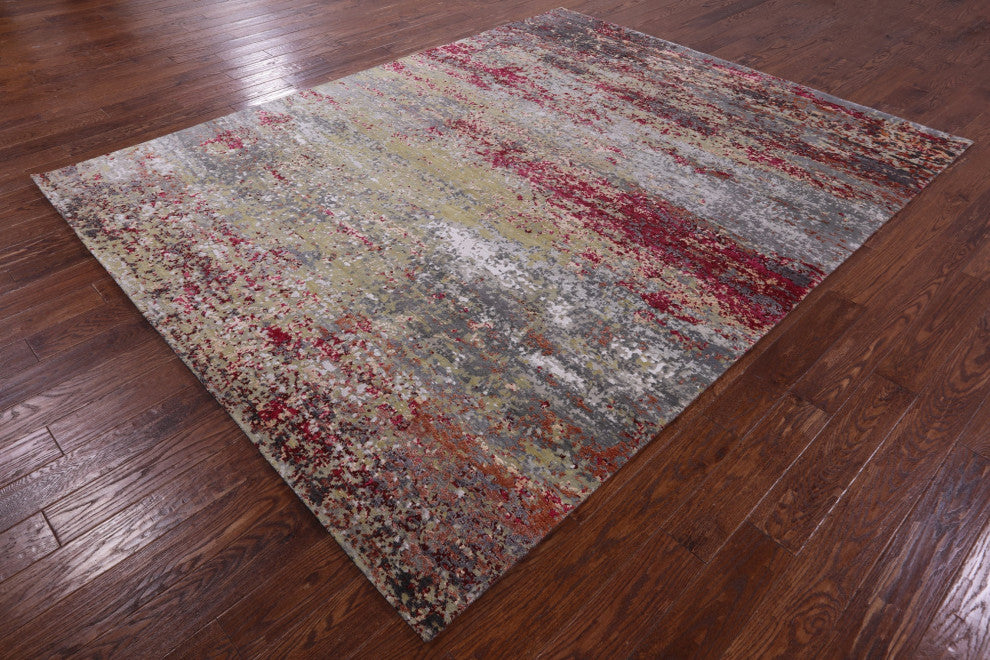 Handmade Abstract Wool & Silk Rug 7' 11" X 10' 1" - Q13079