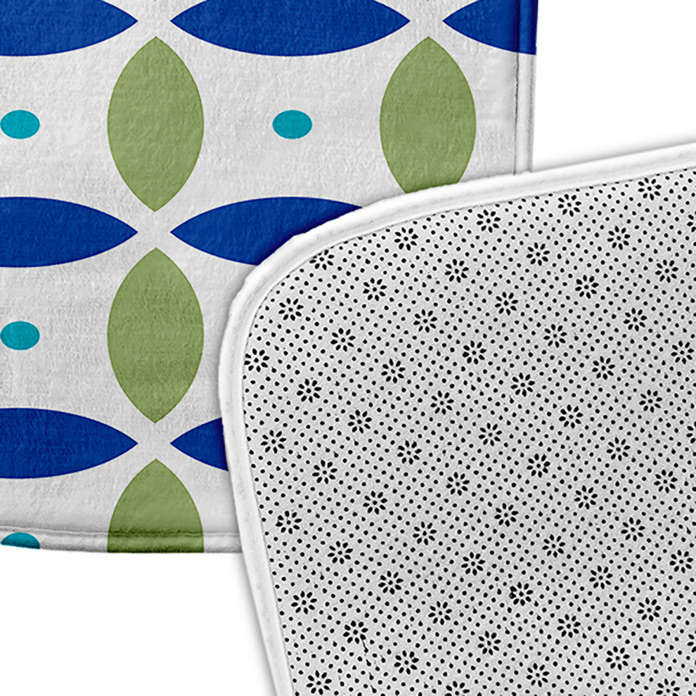Green Rectangular Geometric Pet Feeding Mat for Dogs or Cats