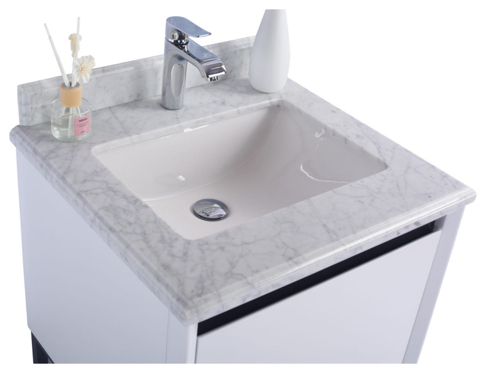 Alto 24" White Cabinet With White Carrara Marble Countertop
