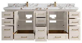 Boston 84" Double Sink Bath Vanity in Fine Grain 2" Viola Brown