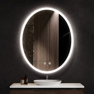 Ellipse Oval Dimmable LED Mirror with Defogger, 24"x36"x1.75"