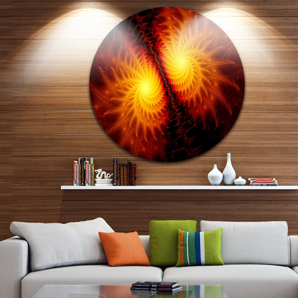 Fiery Wings Of Dragon, Abstract Digital Art Disc Metal Artwork, 11"