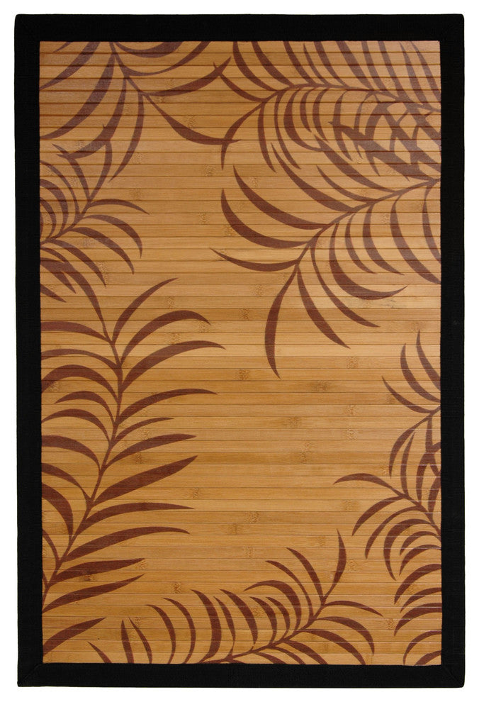 Bamboo Rug, Tropical Leaf, 2'x3'