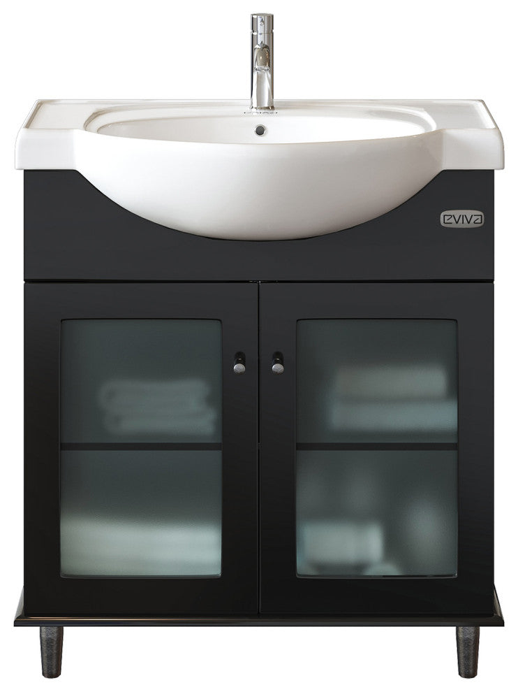 Eviva Tux 36" Espresso Transitional Bathroom Vanity Integrated Porcelain Sink