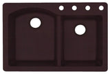 Swan 33x22x9.5 Granite Kitchen Sink, 4-Hole, Espresso