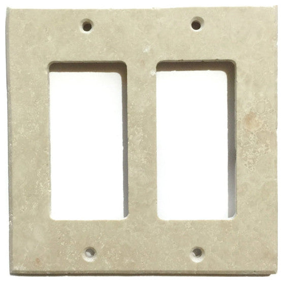 Travertine Switch Wall Plates Covers - Honed (Matte), Ivory, 2 Rocker