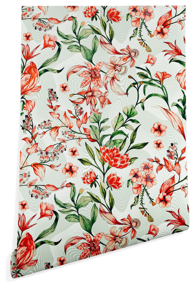 Deny Designs Marta Barragan Camarasa Exotic Bloom Wallpaper, Green, 2'x4'
