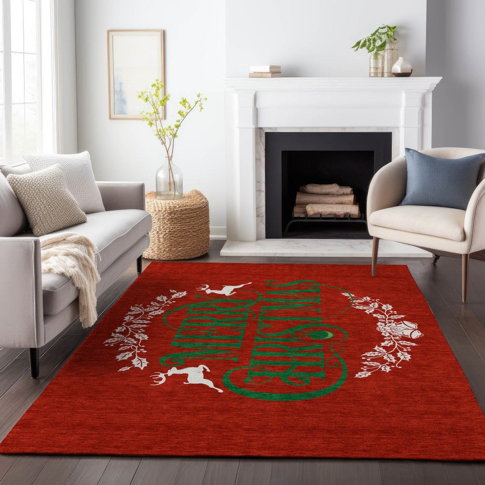 Addison Premium Washable Mayfield AMF217 Red 5' x 7'6" Rug