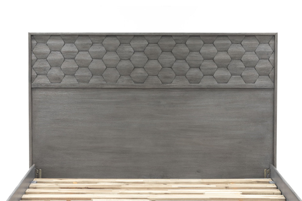 Makena King Platform Frame Bed, Gray Acacia Wood
