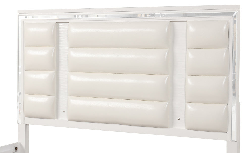 Genoa White Wood Frame King Panel Bed