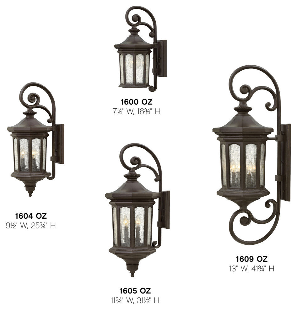 Hinkley Raley Medium Wall Mount Lantern, Oil Rubbed Bronze