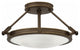 Collier 3-Light Semi-Flush Mount-Light Oiled Bronze Etched Opal Glass