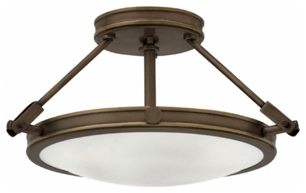 Collier 3-Light Semi-Flush Mount-Light Oiled Bronze Etched Opal Glass