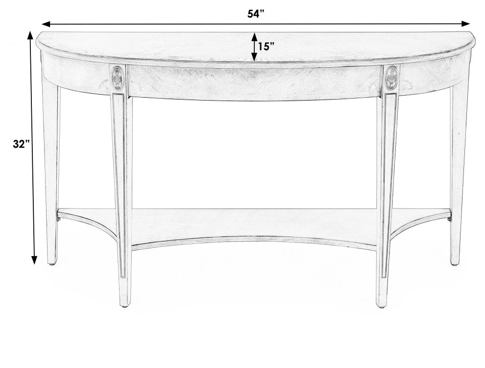 Astor 54"W Demilune Wood Console Table, Nutmeg