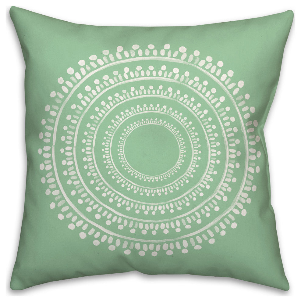 Centered Green Boho Circle 20x20 Indoor/Outdoor Pillow
