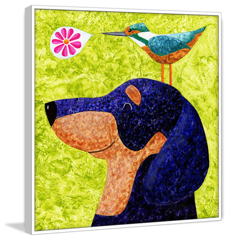 "Up Birds Scope" by Janet Nelson Floater Framed Print Canvas, 48x48