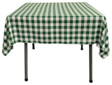 LA Linen Square Gingham Checkered Tablecloth, White and Hunter Green, 58"x58"