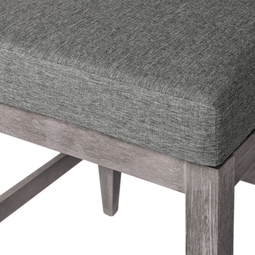 Vivid Outdoor Patio Bar Stool, Gray Eucalyptus Wood With Gray Olefin Cushions