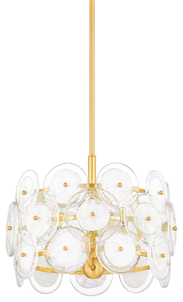 3 Light Pendant, Aged Brass