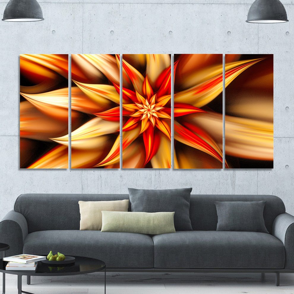 Beautiful Brown Flower Petals, Floral Canvas Art Print, 60"x28", 5 Panels