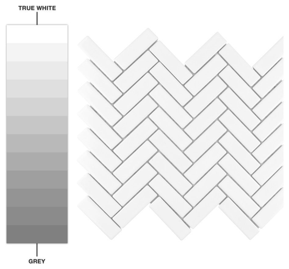 Metro Brick Herringbone Glossy White Porcelain Floor and Wall Tile