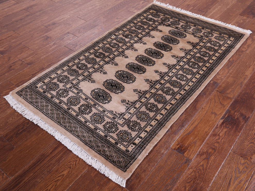 3' 1" X 5' 3" Handmade Silky Bokhara Wool Rug - Q13806