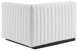Conjure Channel Tufted Upholstered Fabric 4-Piece Sofa, Black White