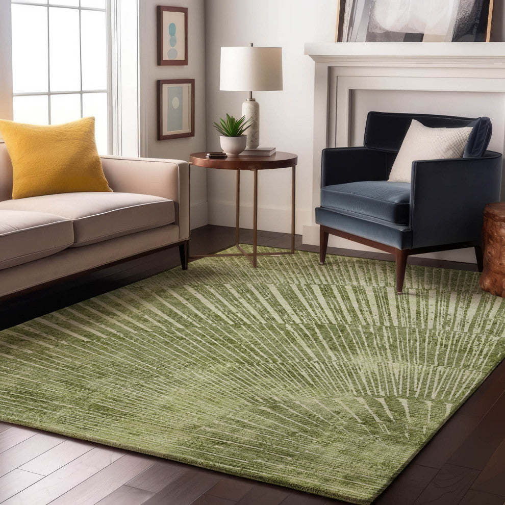 Premium Machine Washable Mayfield AMF542 Sage 9' x 12' Rug