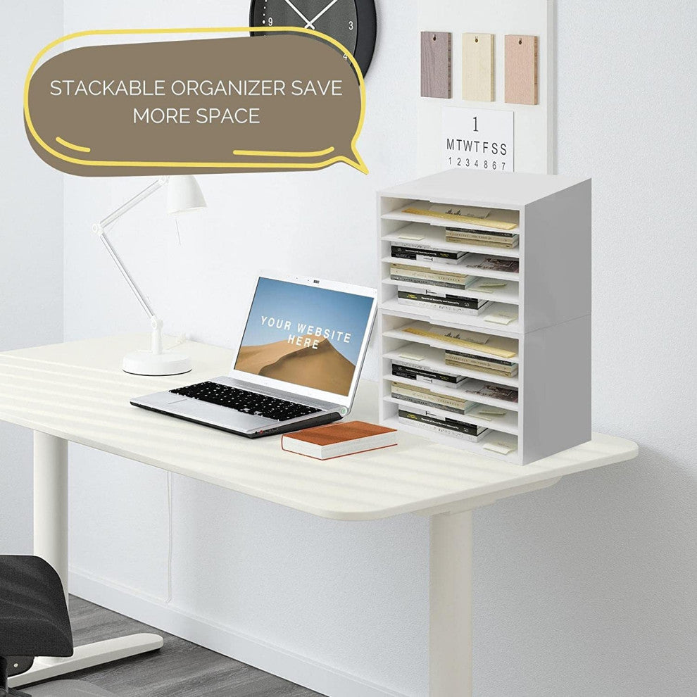 Welland Desktop File Sorter With 4 Adjustable Shelves For Home And Office