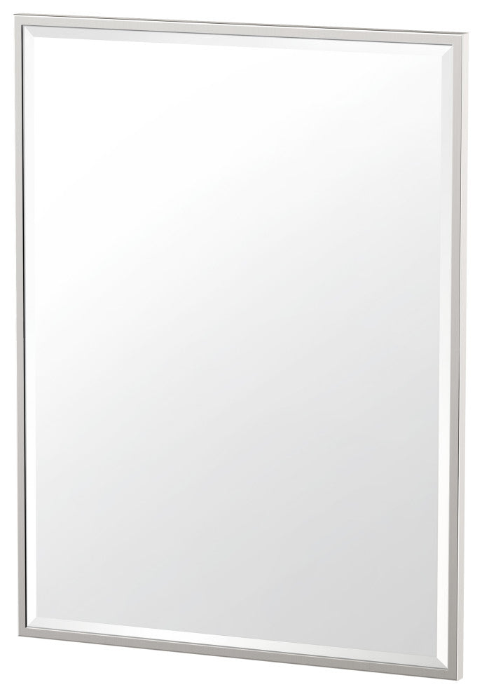 Flush Mount Framed Rectangle Wall Mirror, Satin Nickel, 32.5