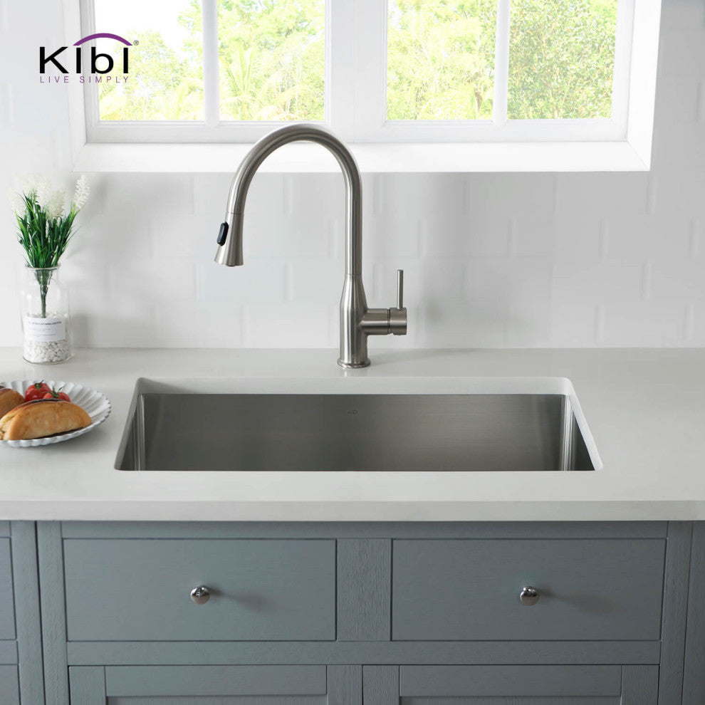 KIBI Handcrafted Undermount Single Bowl 16 Gauge Stainless Steel Kitchen Sink, 3