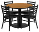 Dyersburg 5pcs Table Set Round 36" Natural Laminate, Black Vinyl Chair