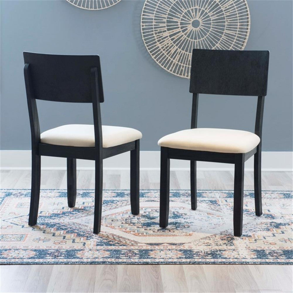 Linon Jordan Wood Set of Two Dining Chairs in Dark Charcoal Gray