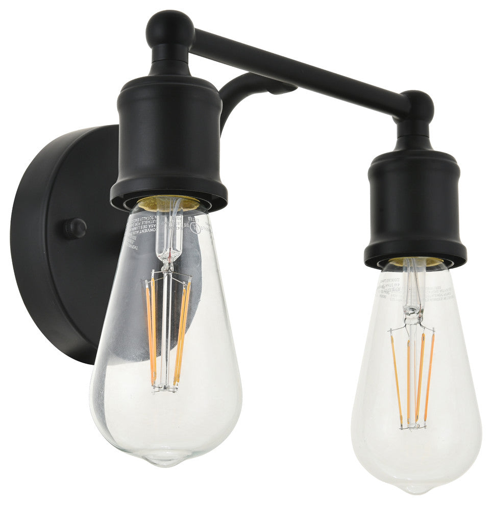 Black Finish 2-Light Wall Sconce