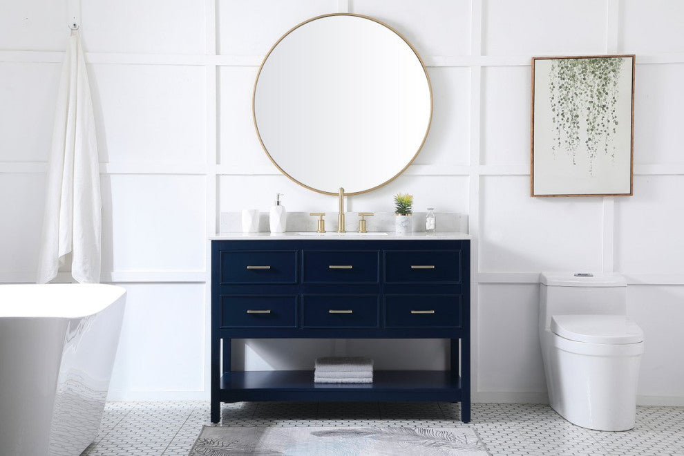 Skylar 48" Single Bathroom Vanity, Blue, With Backsplash