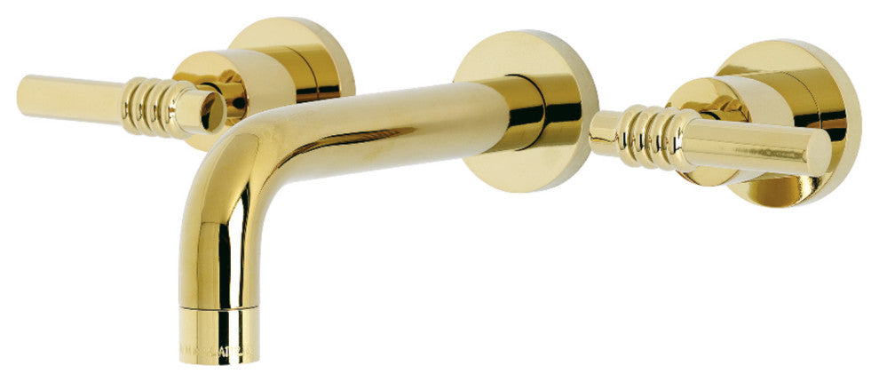 Kingston Brass KS8122ML 2-Handle 8" Wall Mount Bathroom Faucet, Polished Brass