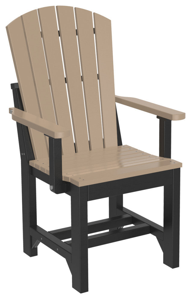 Set of 4 Poly Adirondack Dining Chairs, Weatherwood & Black, Arm Chair, Dining Height