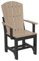 Set of 4 Poly Adirondack Dining Chairs, Weatherwood & Black, Arm Chair, Dining Height