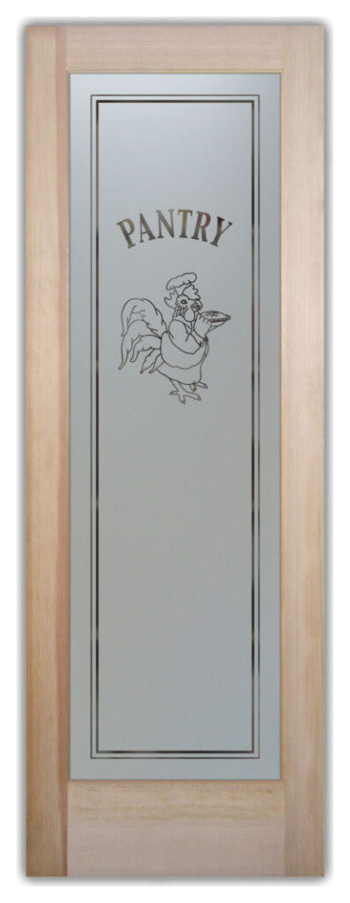 Pantry Door - Rooster Chef - Primed - 30" x 80" - Knob on Left - Pull Open
