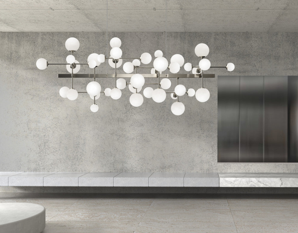 Sonneman 2067 Nebula 19 Light 96"W LED Abstract Chandelier - Satin Nickel