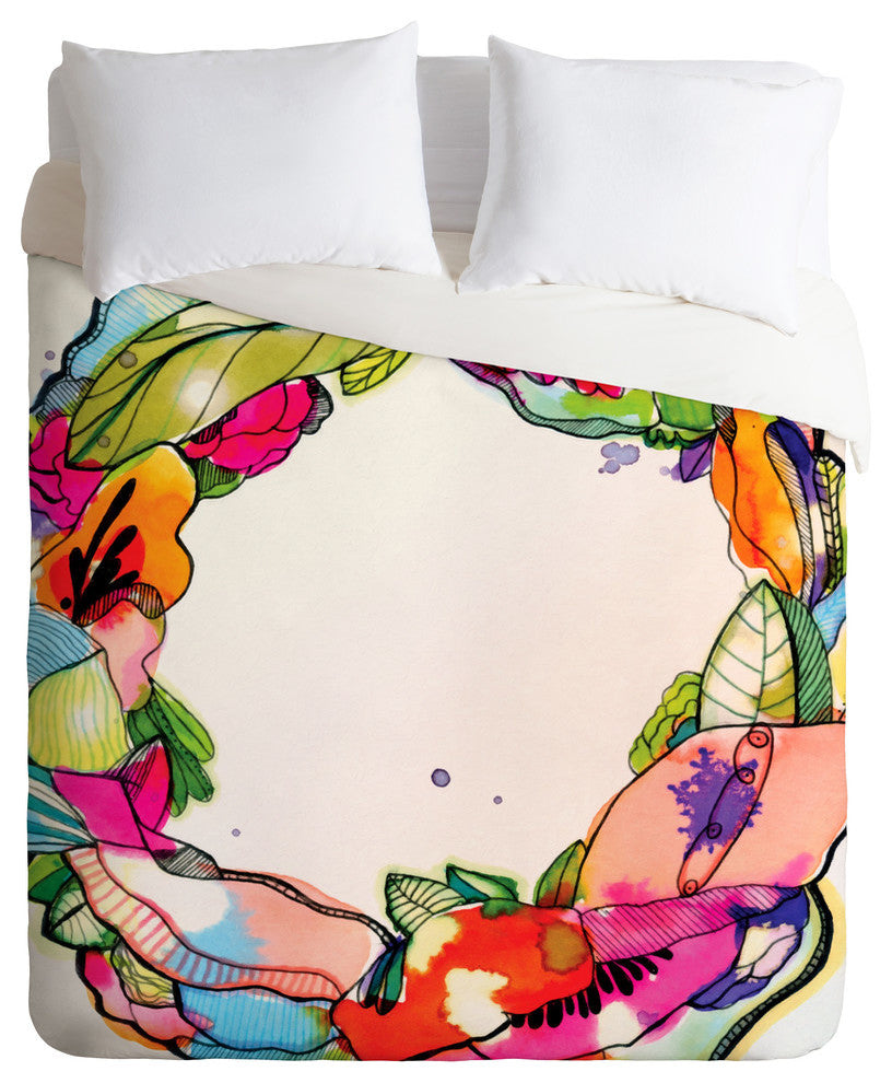 Deny Designs CayenaBlanca Floral Frame Duvet Cover - Lightweight