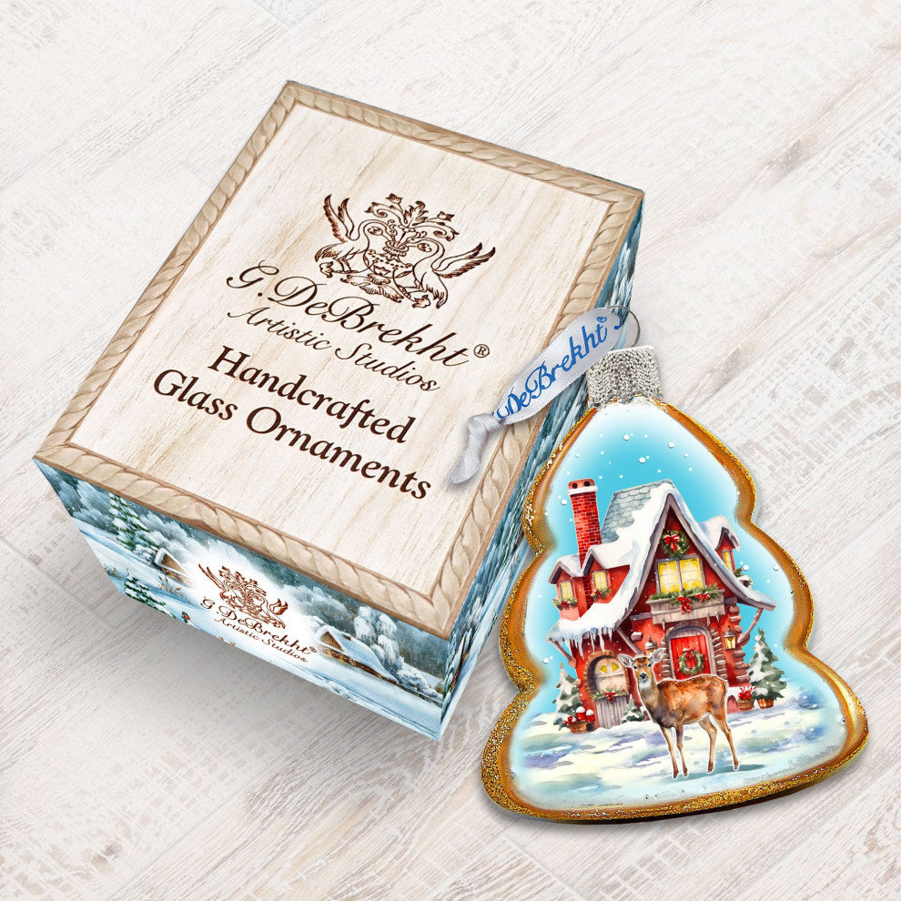 Red Christmas Cottage Mercury Glass Ornaments Christmas Decor