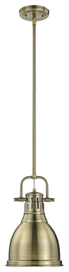 Golden Duncan 1 Lt Small Pendant With Rod, Aged Brass, Aged Brass